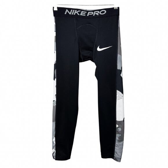 Nike Pro Dri-FIT Pants Mens Small Black Camo Compression Athletic Under Layer - Picture 1 of 6